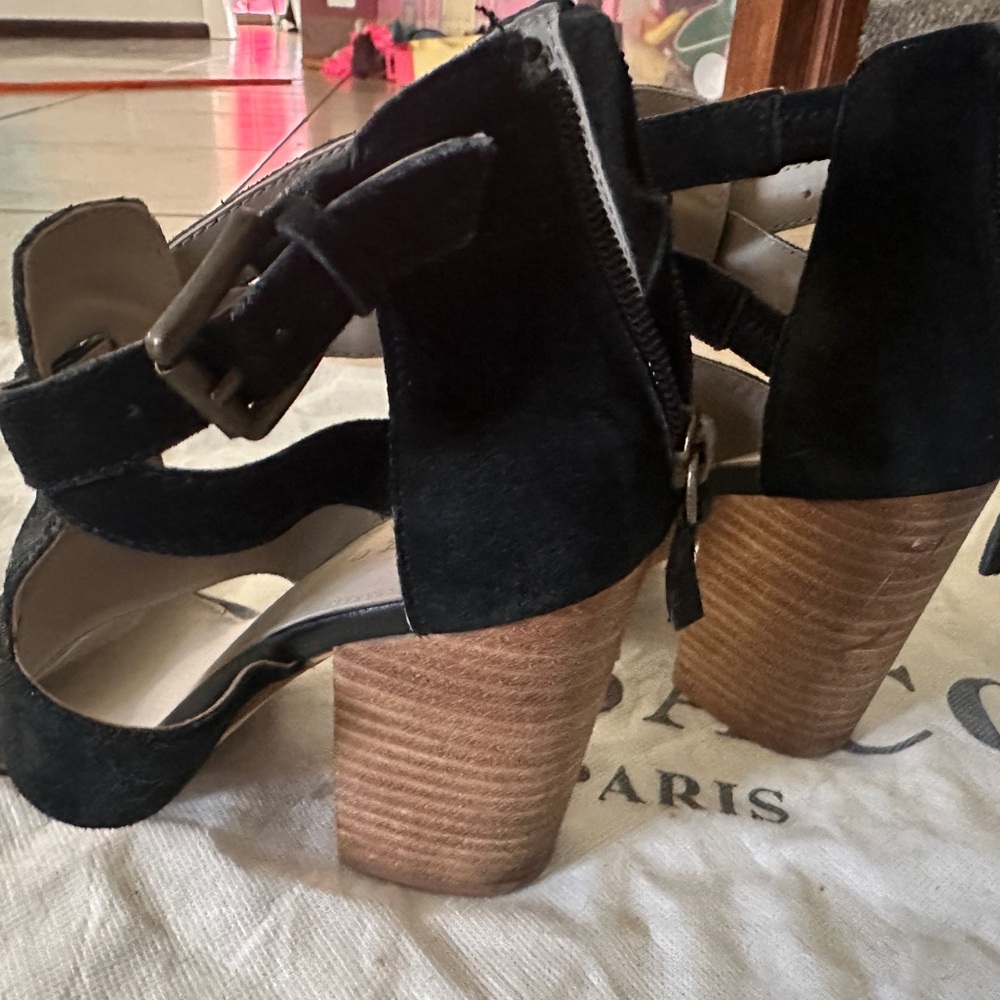 Hinge Black and Brown Heels with Cut-Out Design